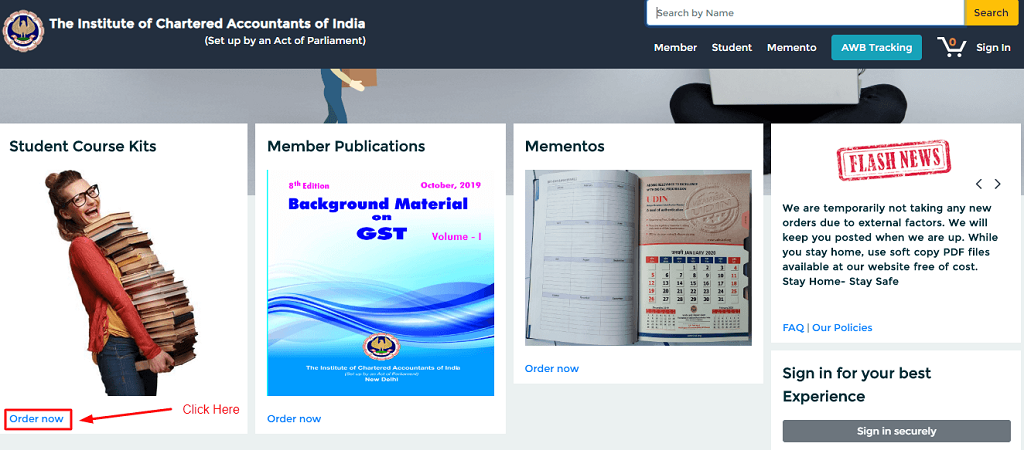 CA Foundation book from ICAI Site