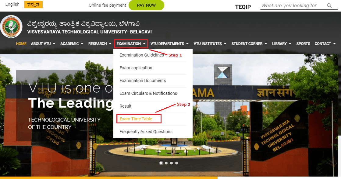 VTU Exam Time Table From Official Site