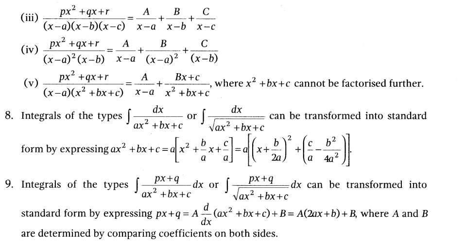 NCERT Solutions for Class 12 Maths Chapter 7 Integrals formula