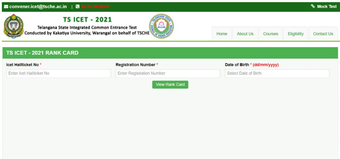 TS ICET Result login